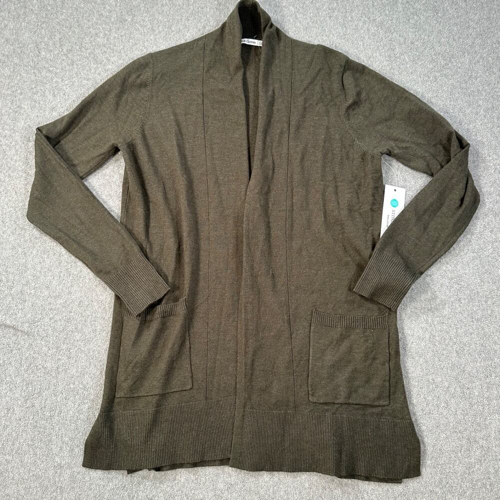 Pink Clover Open Front Cardigan Sweater Women's Medium Pockets Green StitchFix